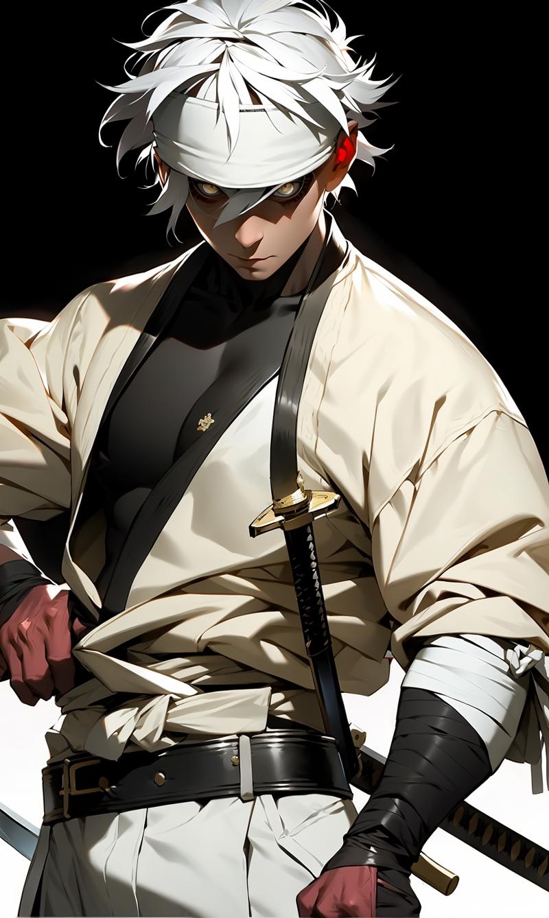 03849-2328731166-,sword, weapon, katana, sheath, male_focus, sheathed, scabbard, bandages, 1boy, headband, white_hair, solo, weapon_on_back, read.png